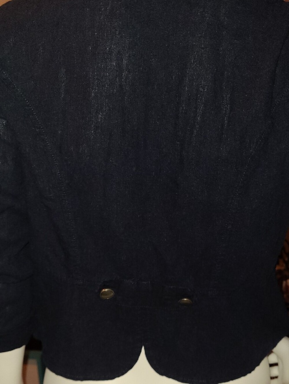 Maurices Navy Ruffled Detail Open-Front Jacket - Picture 7 of 7